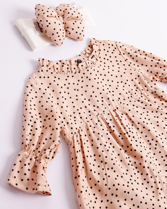 VESTIDO CRISTAL PEACHE PUNTOS NEGROS