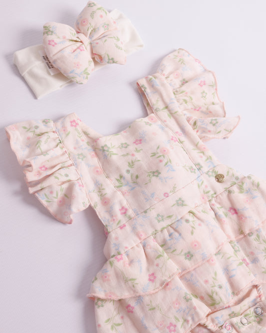 VESTIDO GALI SALMON FLORES FUCSIAS