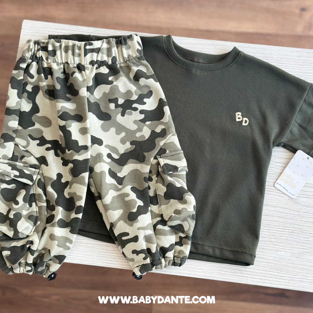 CONJUNTO MATI VERDE MILITAR BURDA