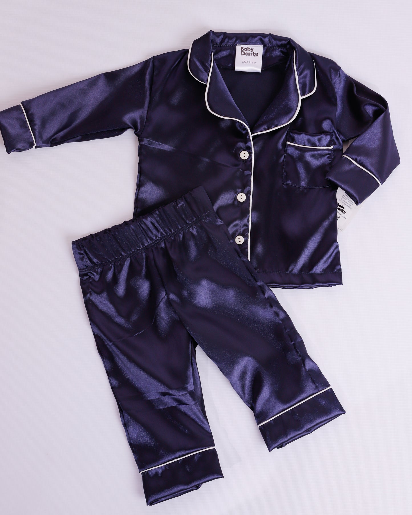 PIJAMA SATIN AZUL OSCURO