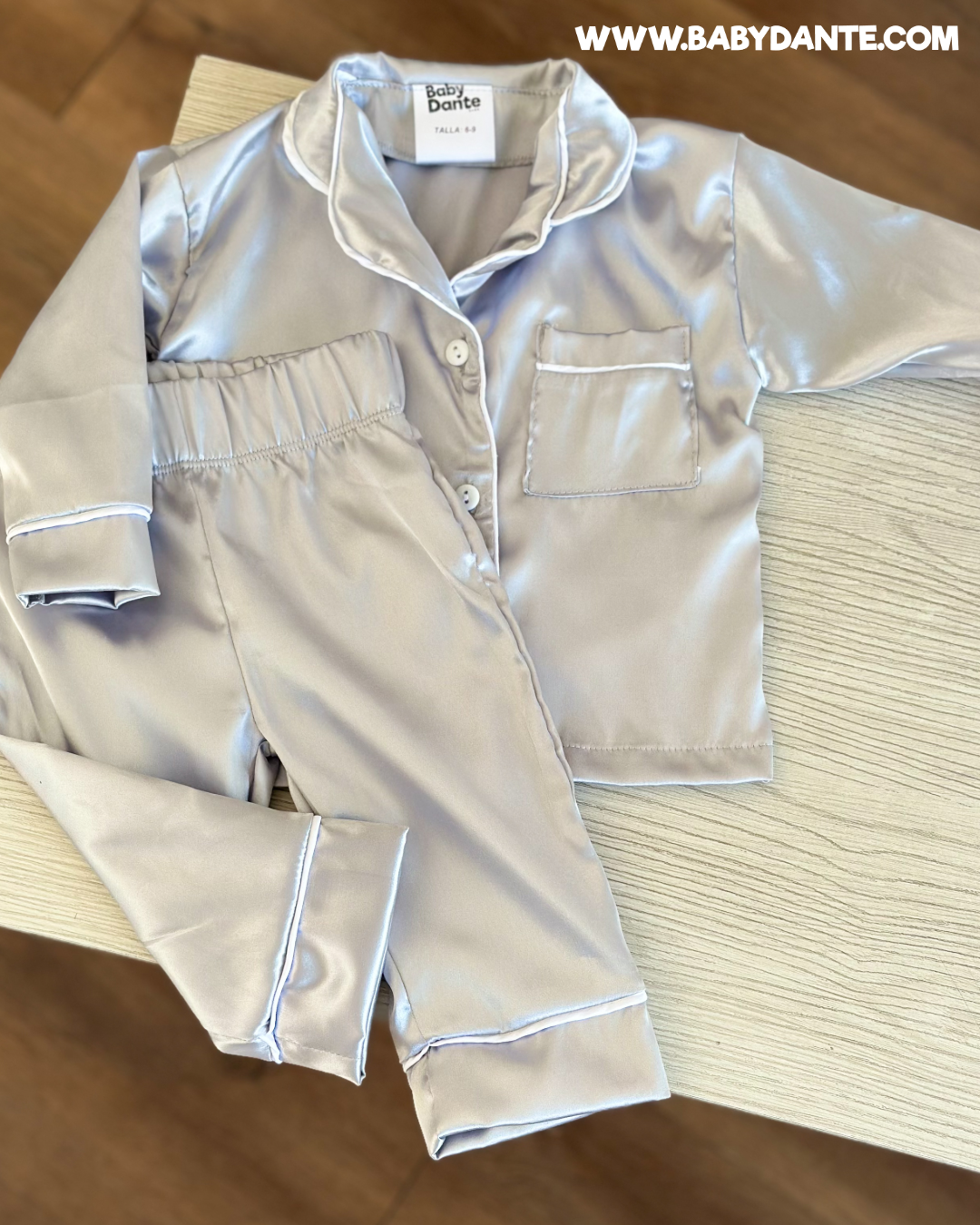 PIJAMA SATIN PLATEADA