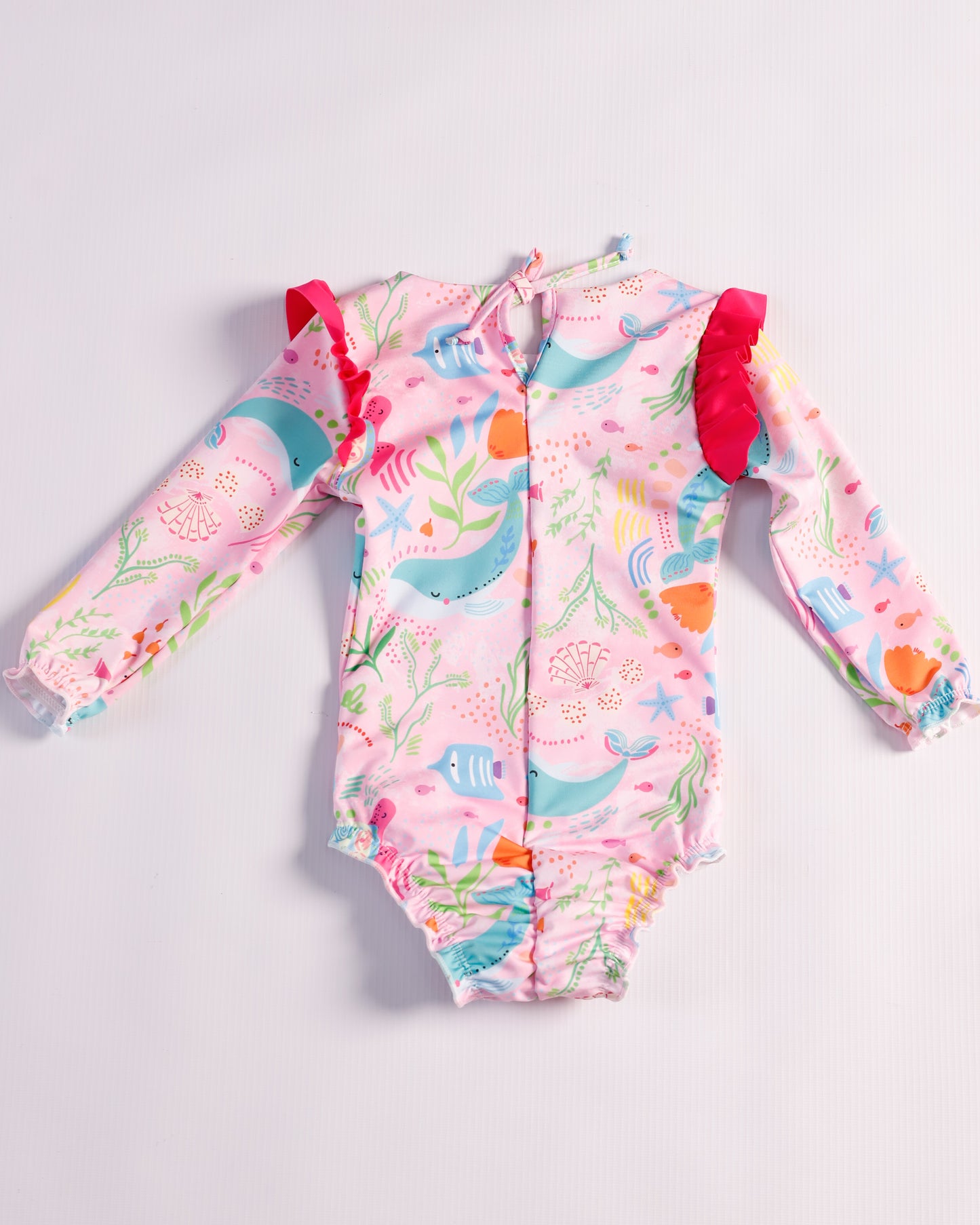 VESTIDO DE BAÑO M/L ROSADO BALLENAS