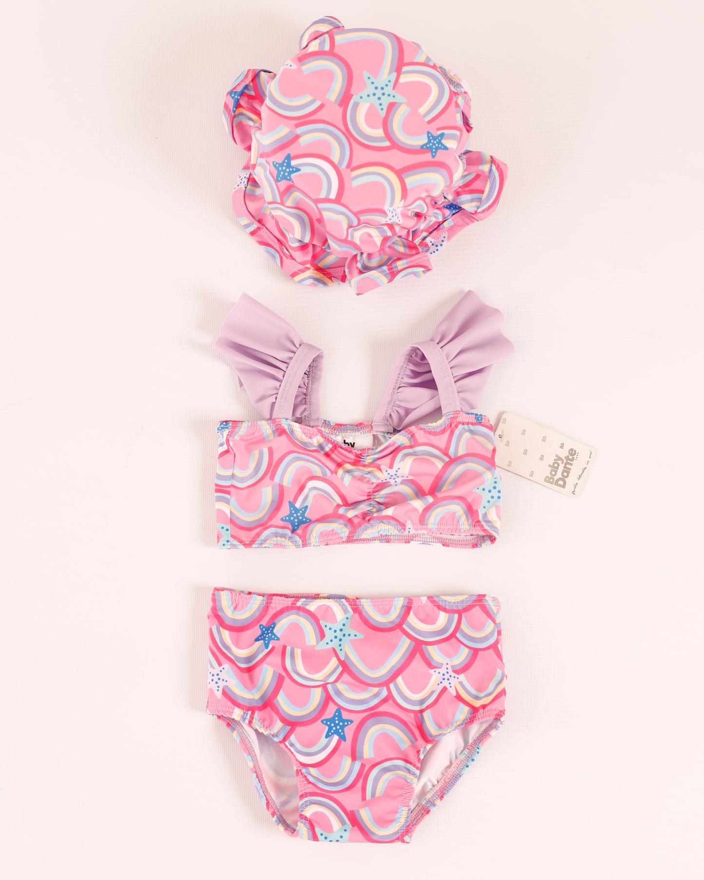 VESTIDO DE BAÑO CON PAVA ARCOIRIS