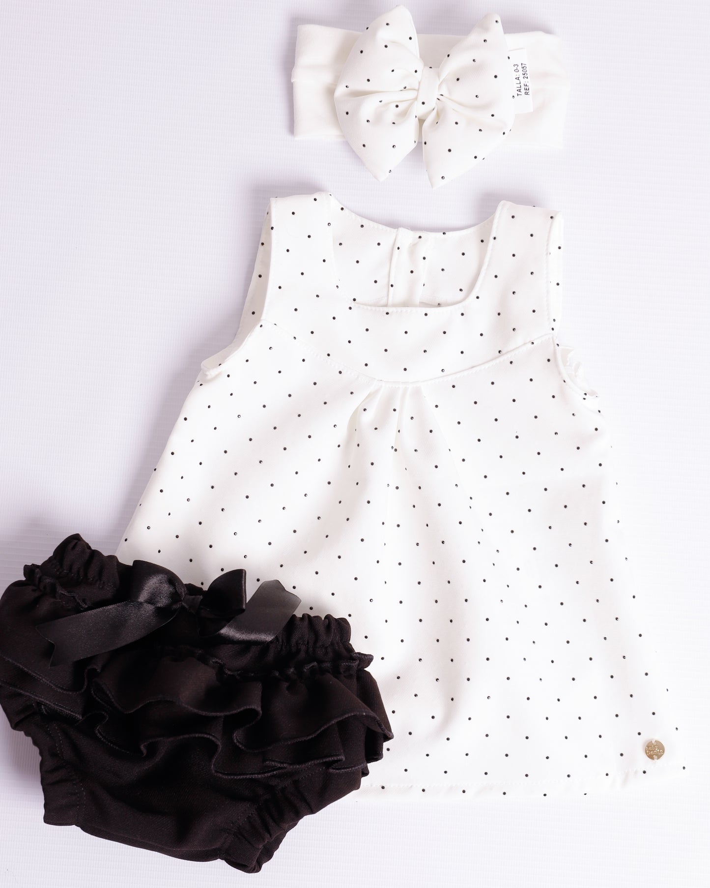 VESTIDO ALANA BLANCO PUNTOS NEGROS