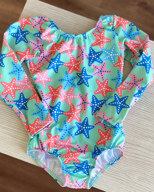 VESTIDO DE BAÑO KIDS VERDE ESTRELLAS