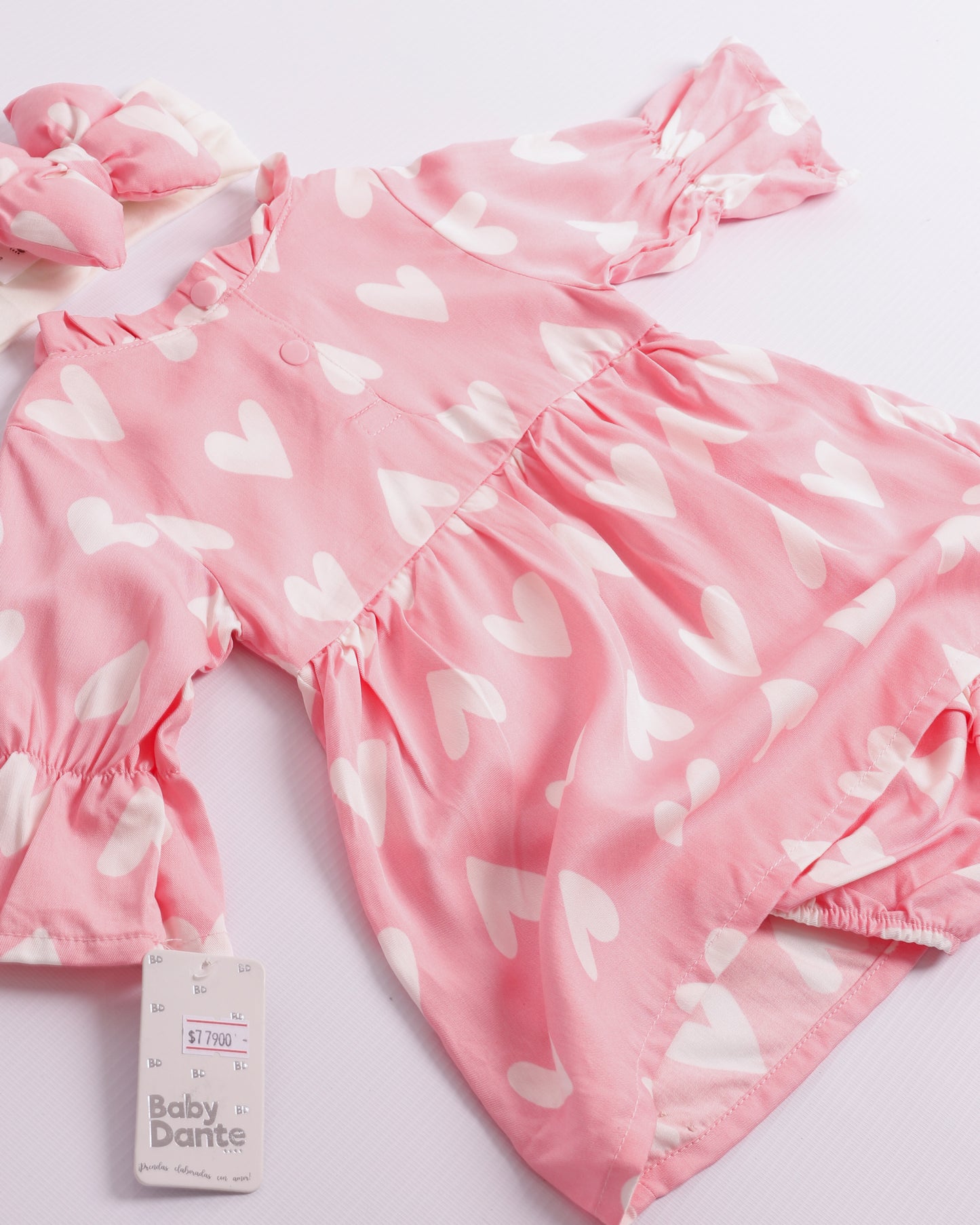 VESTIDO CRISTAL ROSADO CORAZONES