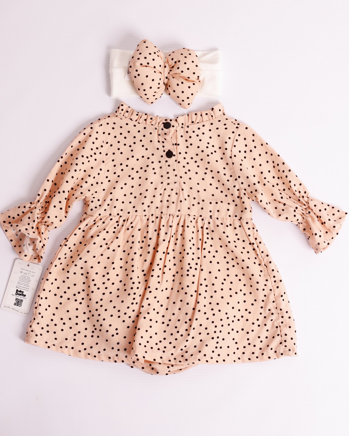 VESTIDO CRISTAL PEACHE PUNTOS NEGROS