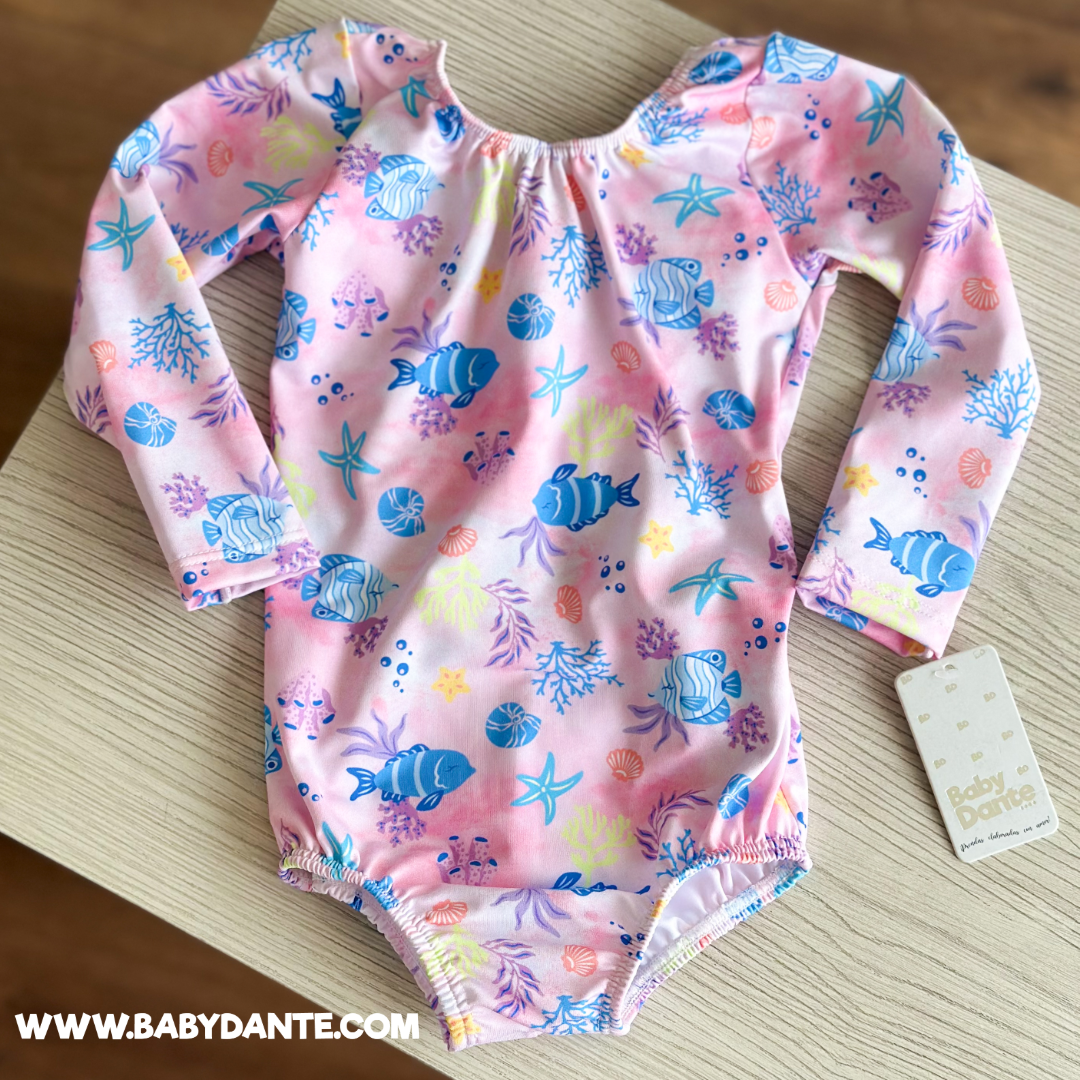 TRAJE DE BAÑO NIÑA ROSADO PECES
