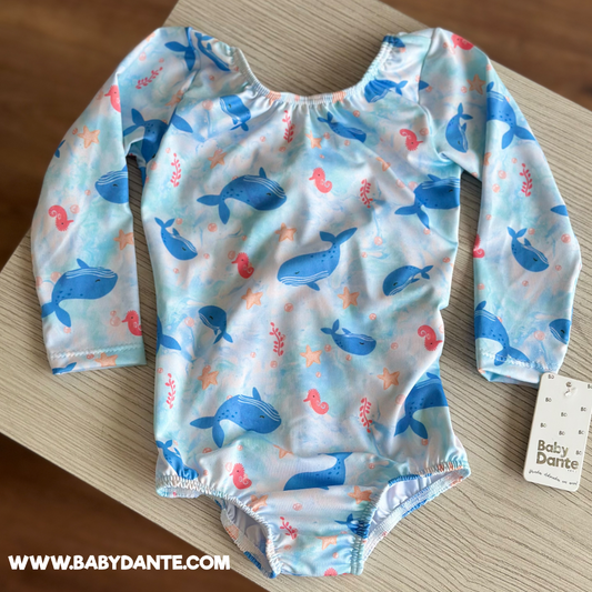 TRAJE DE BAÑO BABY AZUL BALLENAS