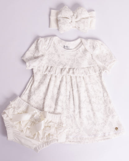 VESTIDO AMALIA BEIGE Y PLATEADO