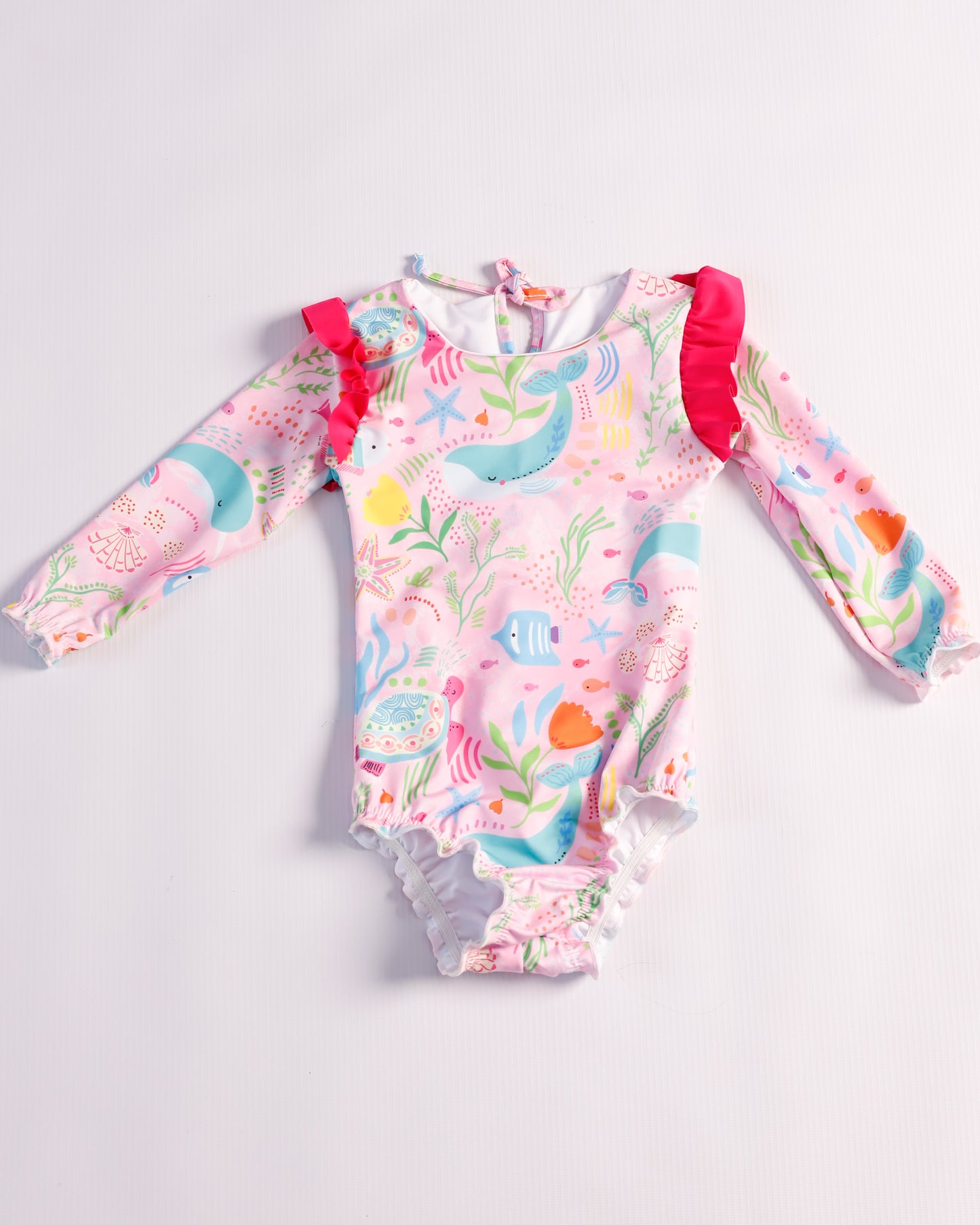 VESTIDO DE BAÑO M/L ROSADO BALLENAS