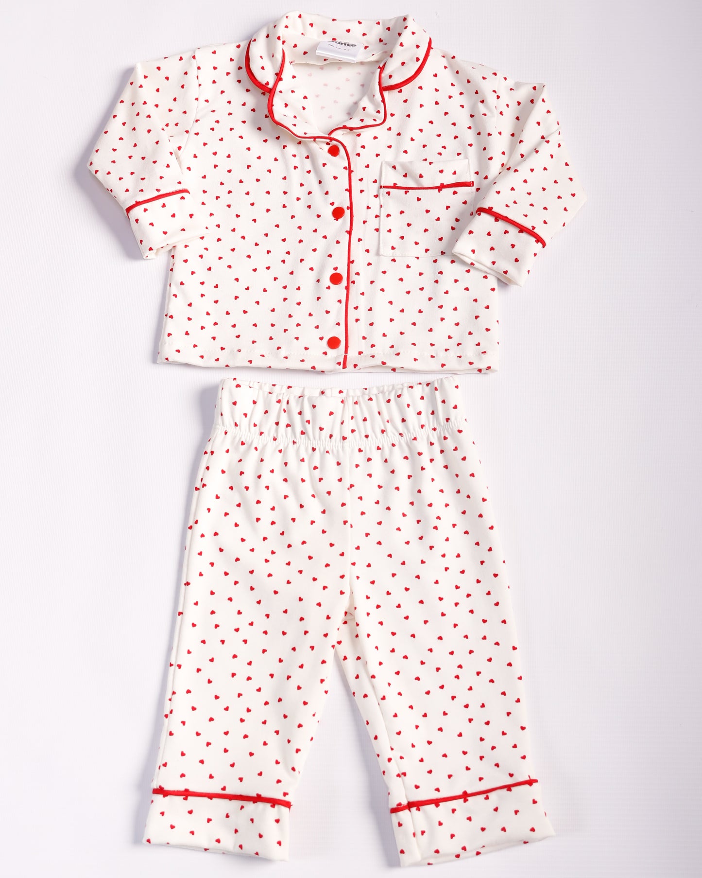 PIJAMA LARGA CORAZONES ROJOS