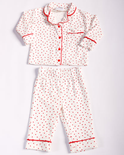 PIJAMA LARGA CORAZONES ROJOS