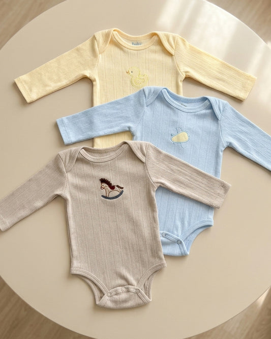 SET X 3 MAMELUCOS M/L BORDADOS