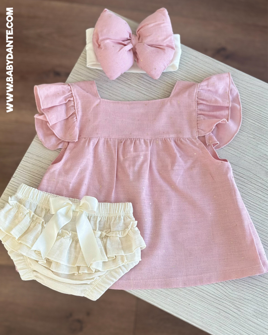 VESTIDO SARAI PUNTOS DORADOS
