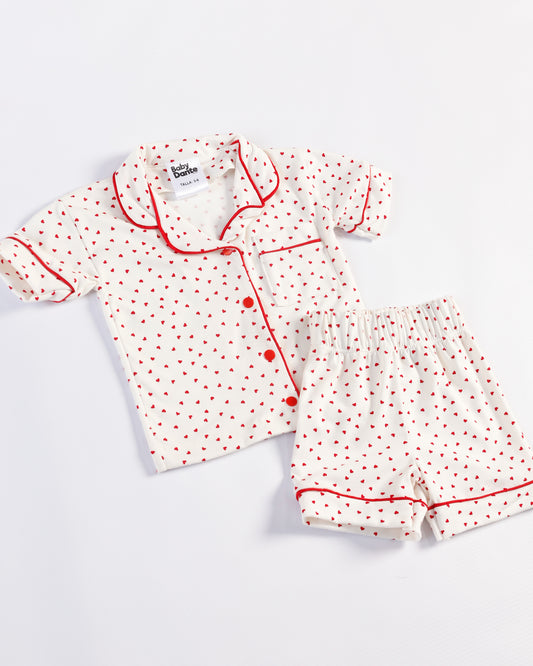 PIJAMA CORTA CORAZONES ROJOS