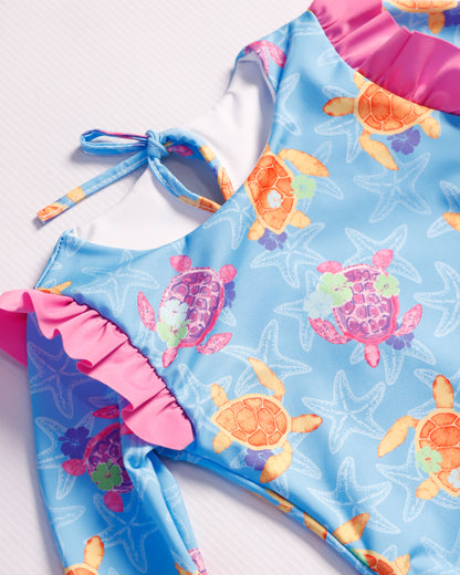 VESTIDO DE BAÑO M/L AZUL TORTUGAS