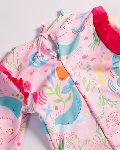 VESTIDO DE BAÑO M/L ROSADO BALLENAS