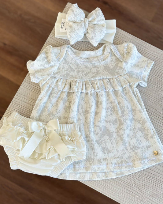 VESTIDO AMALIA BEIGE Y PLATEADO
