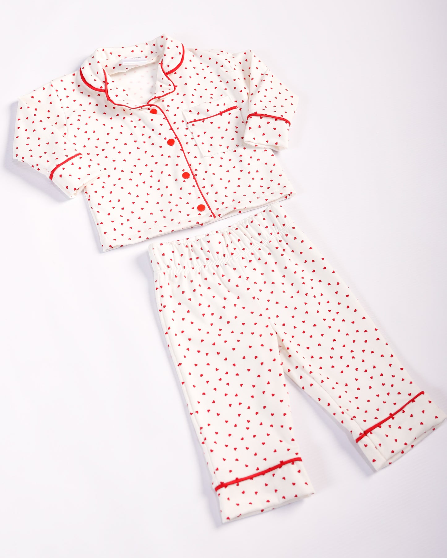 PIJAMA LARGA CORAZONES ROJOS