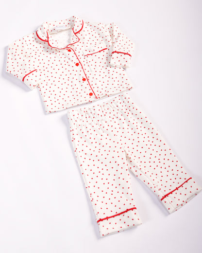 PIJAMA LARGA CORAZONES ROJOS