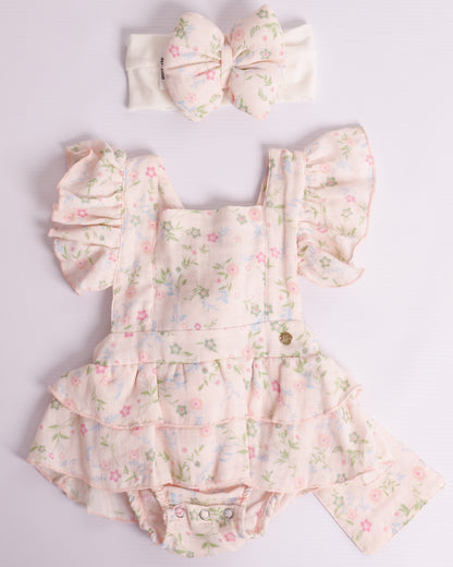 VESTIDO GALI SALMON FLORES FUCSIAS
