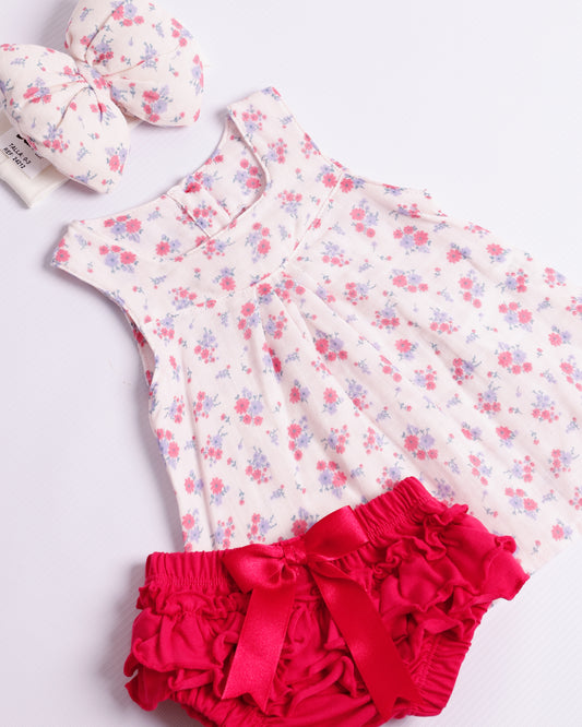 VESTIDO ALANA FLORES FUCSIAS