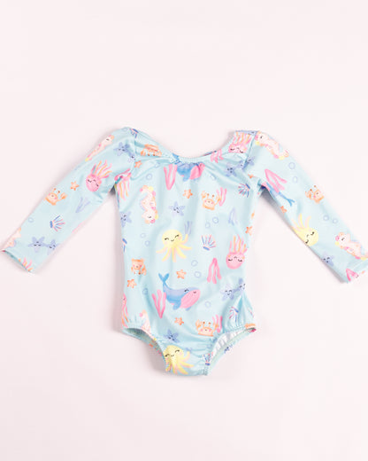 VESTIDO DE BAÑO AZUL BALLENAS