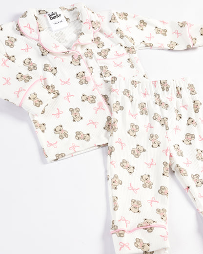 PIJAMA LARGA OSITOS Y MOÑOS
