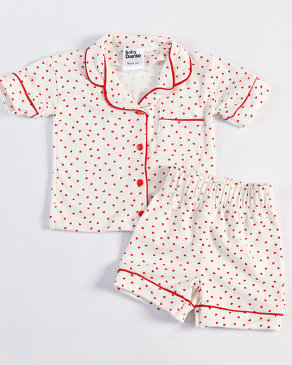 PIJAMA CORTA CORAZONES ROJOS