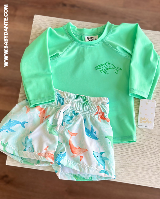 VESTIDO DE BAÑO BABY BALLENA VERDE