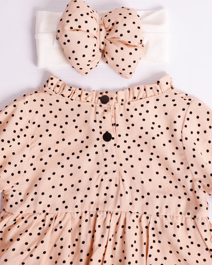 VESTIDO CRISTAL PEACHE PUNTOS NEGROS
