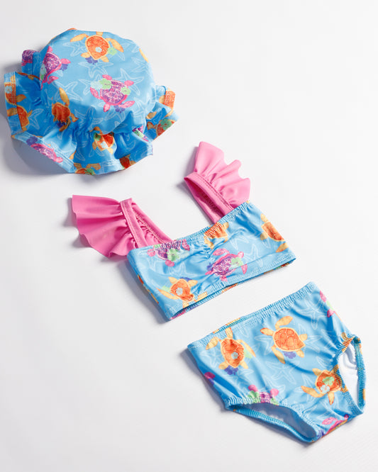 VESTIDO DE BAÑO CON PAVA TORTUGA