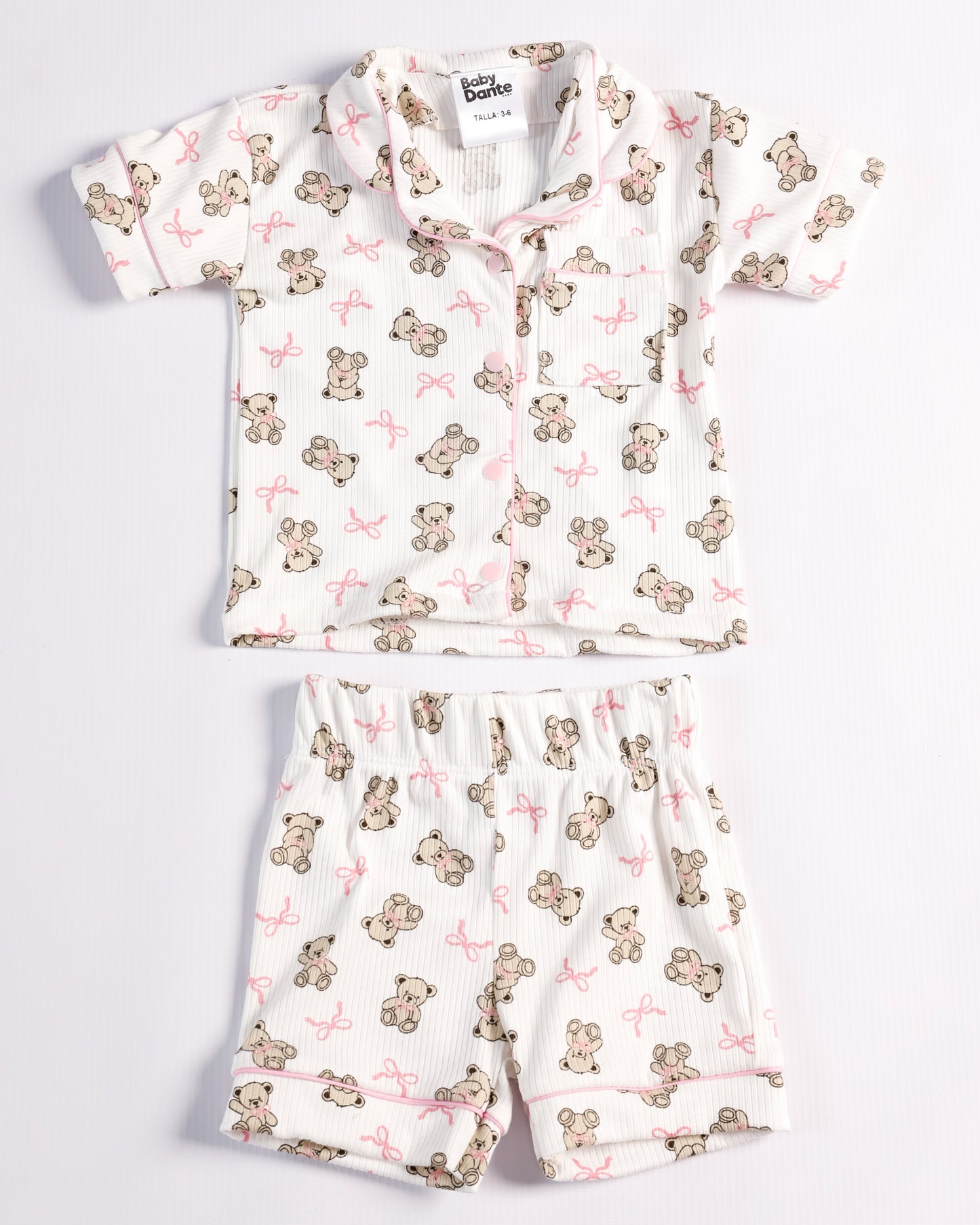 PIJAMA CORTA OSITOS Y MOÑOS