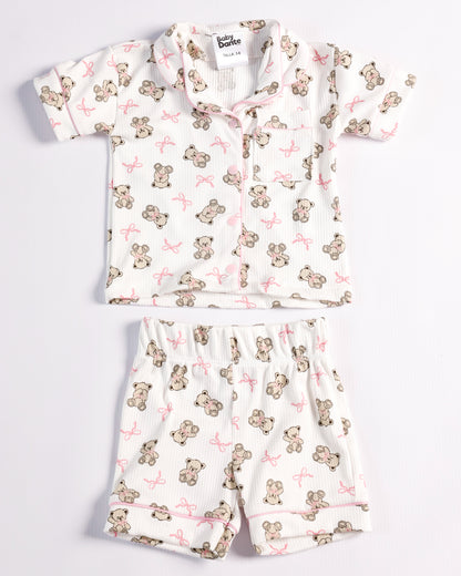PIJAMA CORTA OSITOS Y MOÑOS