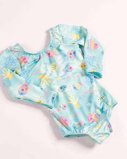 VESTIDO DE BAÑO VERDE PECES