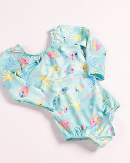 VESTIDO DE BAÑO VERDE PECES