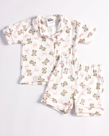 PIJAMA CORTA OSITOS Y MOÑOS