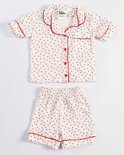 PIJAMA CORTA CORAZONES ROJOS