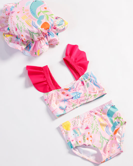 VESTIDO DE BAÑO CON PAVA BALLENAS