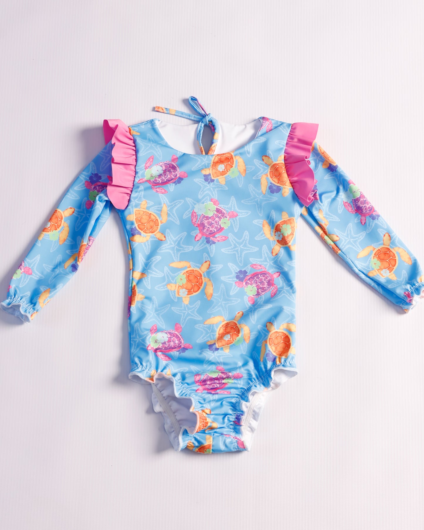 VESTIDO DE BAÑO M/L AZUL TORTUGAS