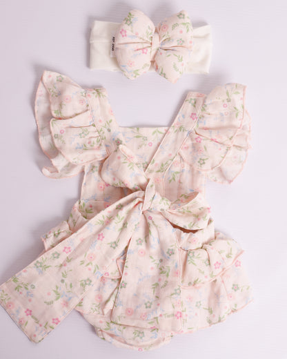 VESTIDO GALI SALMON FLORES FUCSIAS
