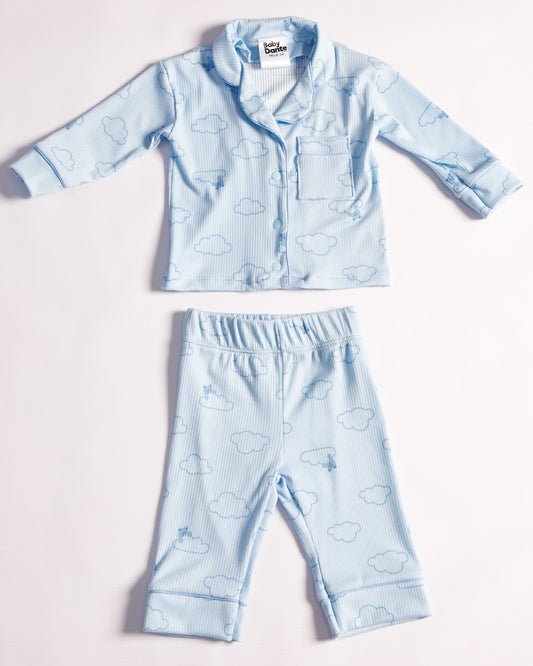 PIJAMA LARGA AZUL NUBES