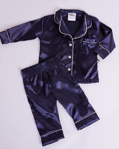 PIJAMA SATIN AZUL OSCURO