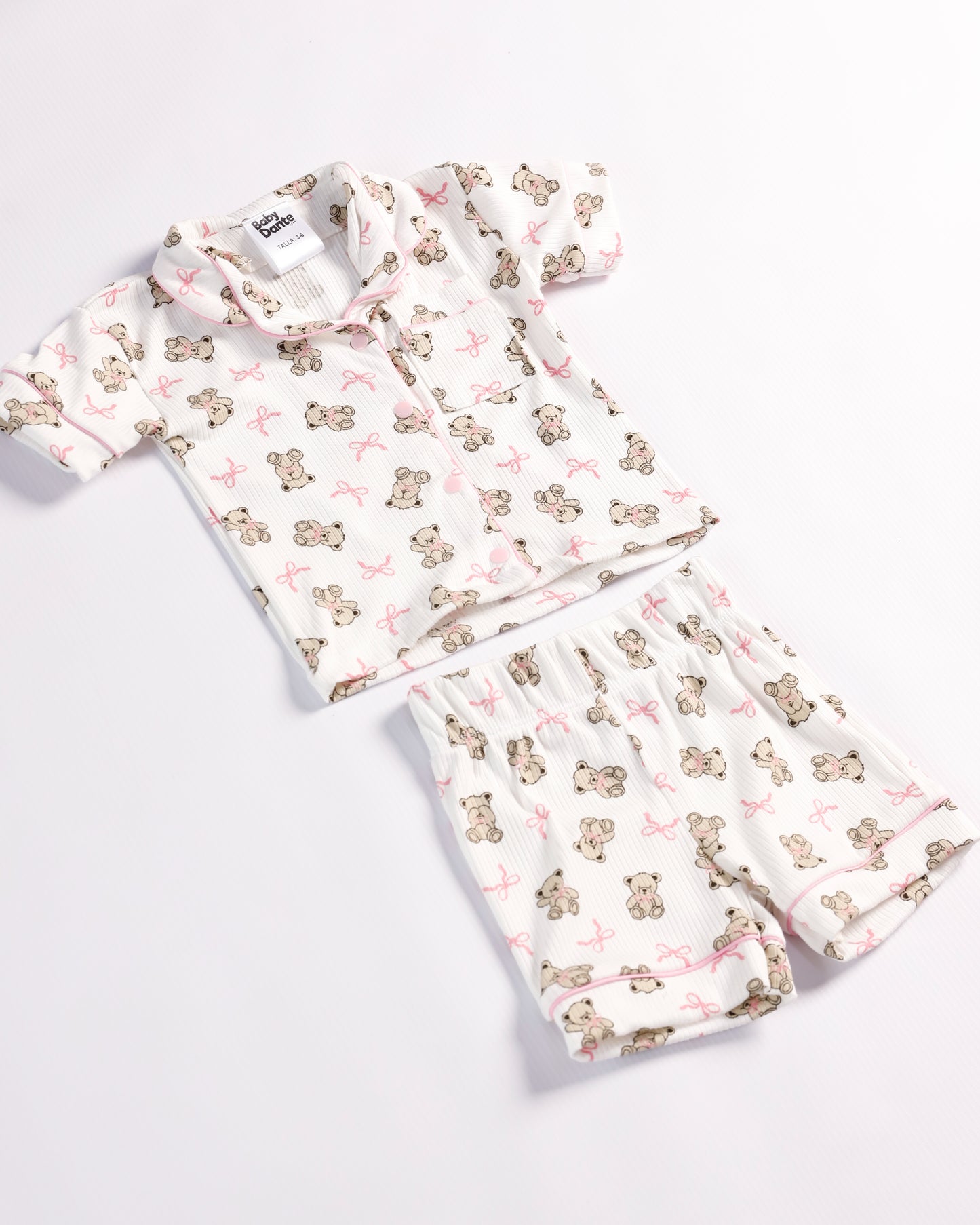 PIJAMA CORTA OSITOS Y MOÑOS