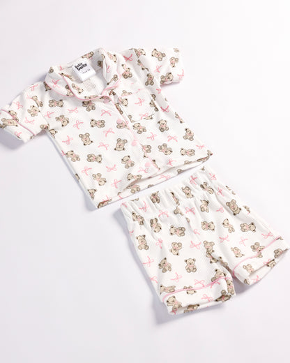 PIJAMA CORTA OSITOS Y MOÑOS