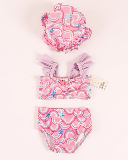 VESTIDO DE BAÑO CON PAVA ARCOIRIS