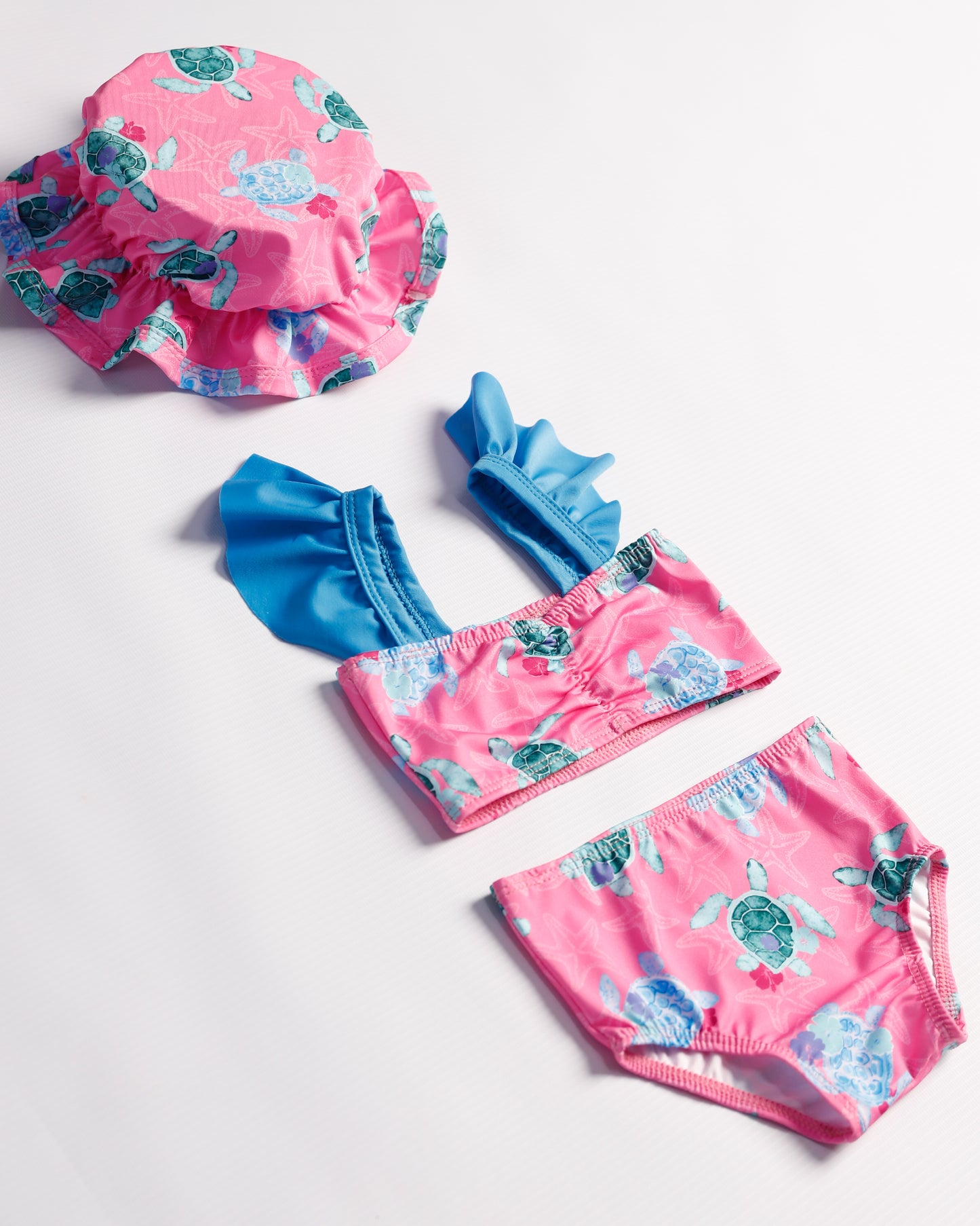 VESTIDO DE BAÑO CON PAVA TORTUGA ROSADO