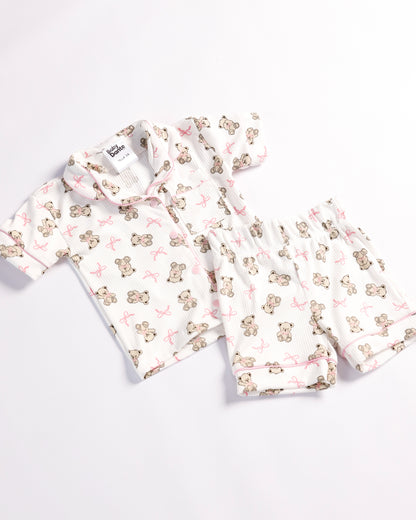 PIJAMA CORTA OSITOS Y MOÑOS