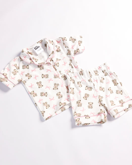 PIJAMA CORTA OSITOS Y MOÑOS
